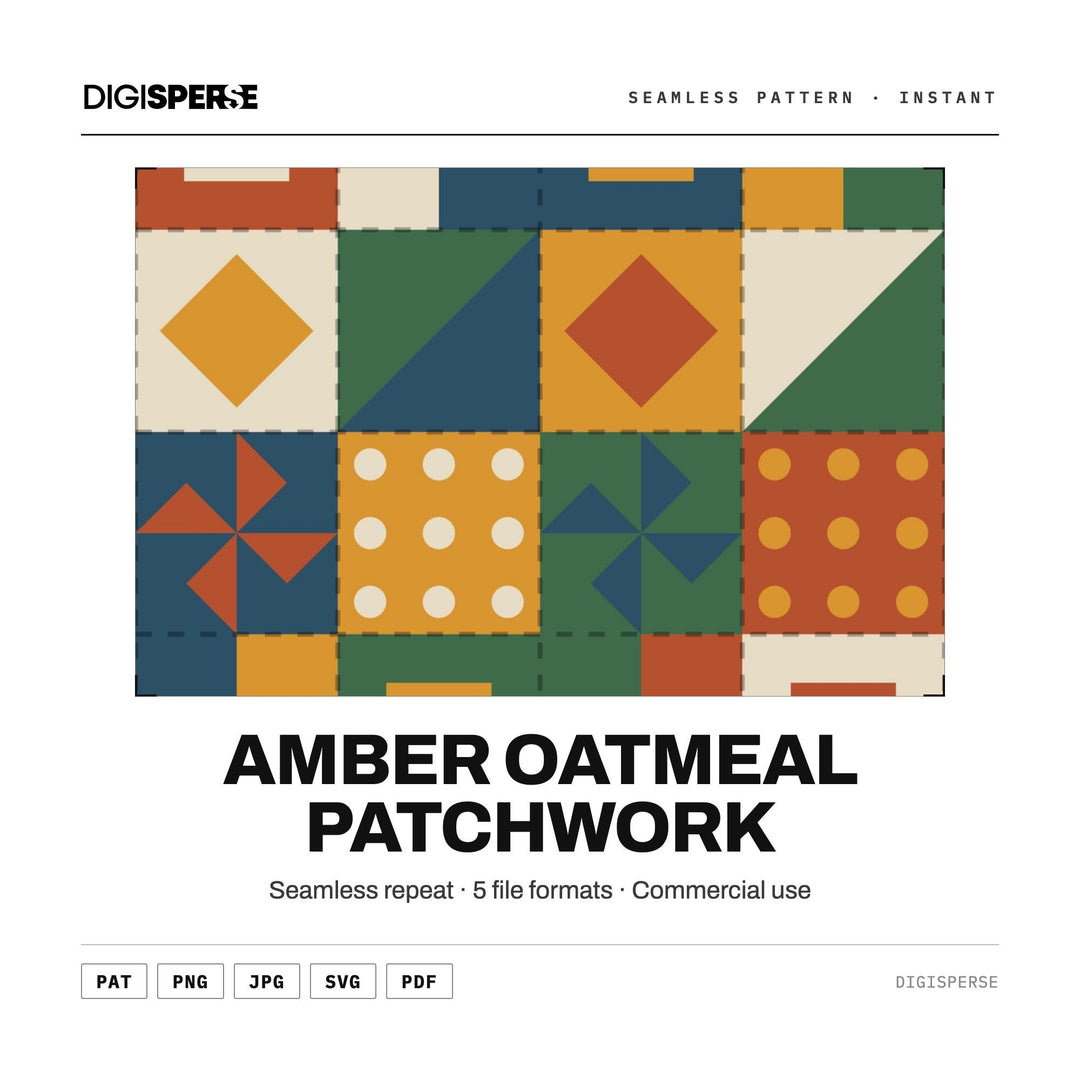 Digital Scrapbook Paper | Amber Oatmeal Patchwork | Fabric Wallpaper | PNG SVG PDF