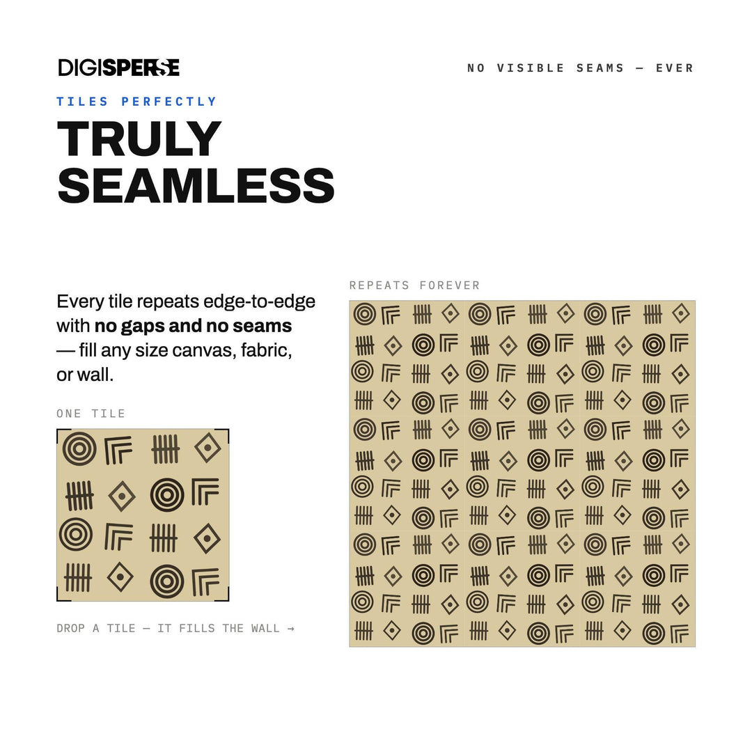Surface Pattern Design | Oatmeal Charcoal Adinkra Stamps | Digital Paper Fabric Wallpaper