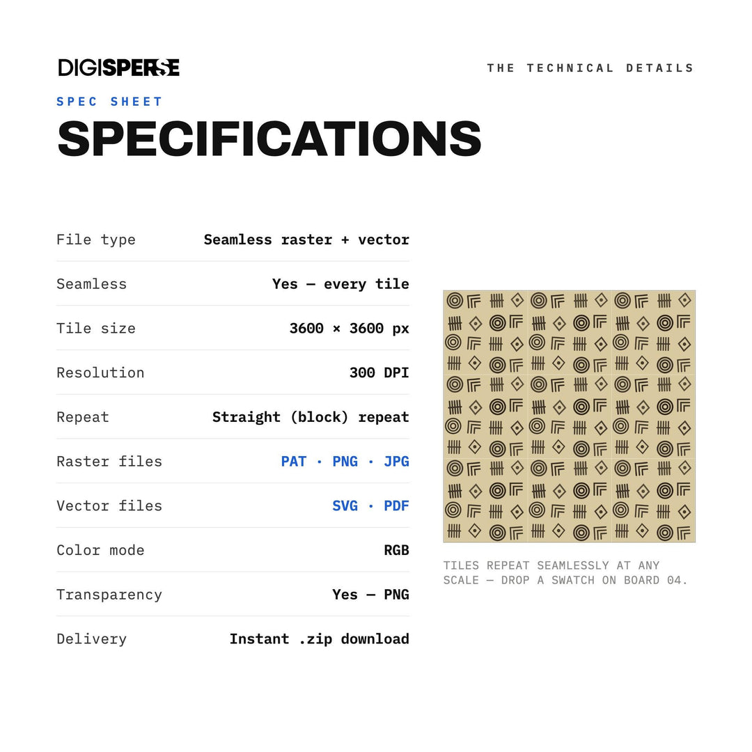 Surface Pattern Design | Oatmeal Charcoal Adinkra Stamps | Digital Paper Fabric Wallpaper