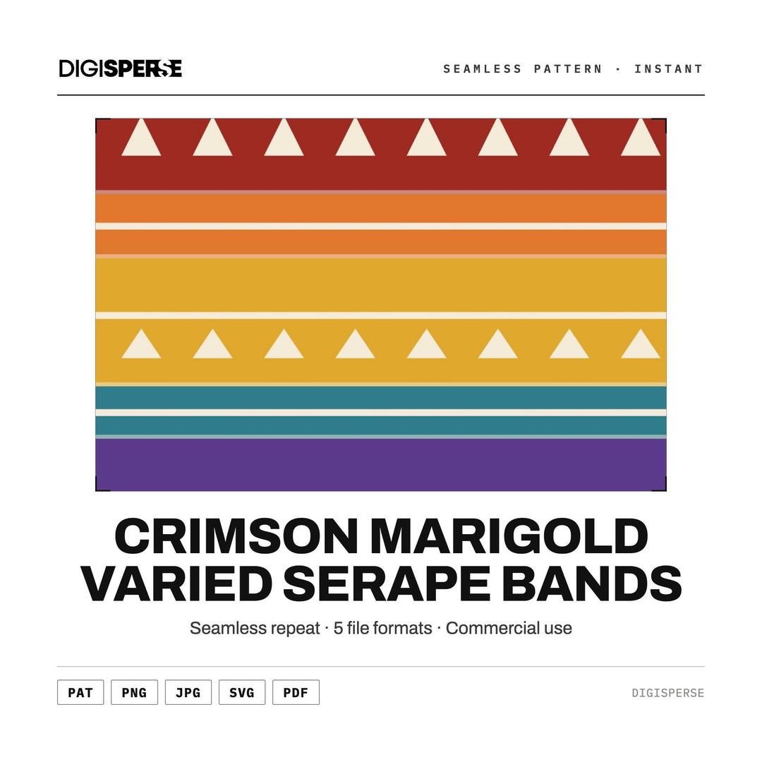 Surface Pattern Design | Crimson Marigold Varied Serape Bands | Digital Paper Fabric Wallpaper