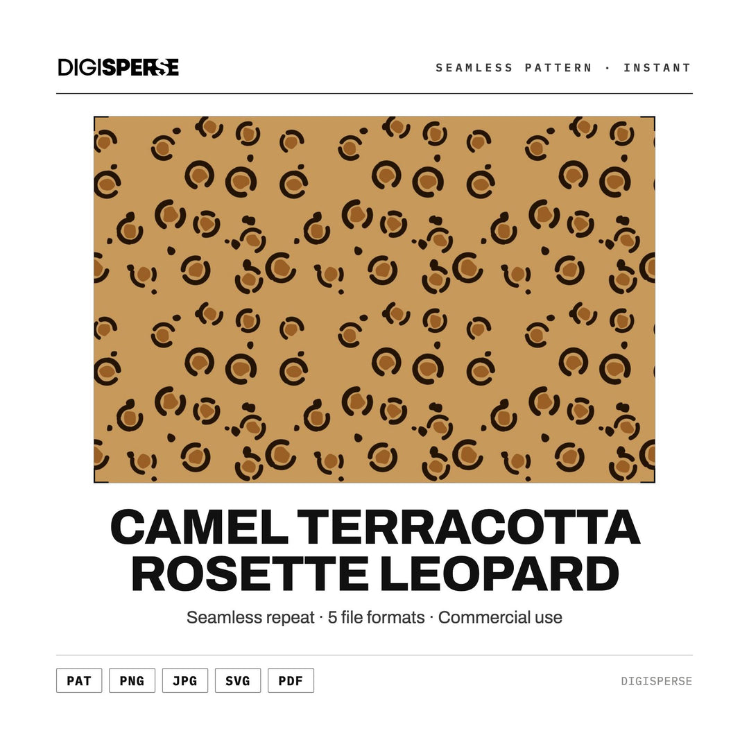 Seamless Pattern | Camel Terracotta Rosette Leopard | Digital Paper Fabric Wallpaper