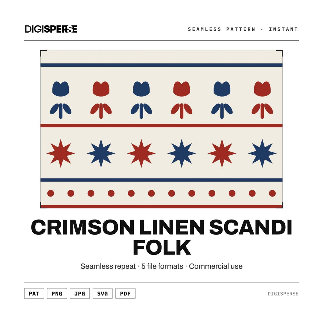Surface Pattern Design | Crimson Linen Scandi Folk | Digital Paper Fabric Wallpaper