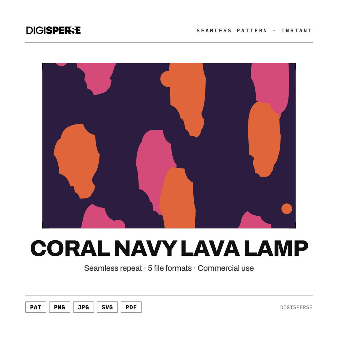 Digital Scrapbook Paper | Coral Navy Lava Lamp | Fabric Wallpaper | PNG SVG PDF