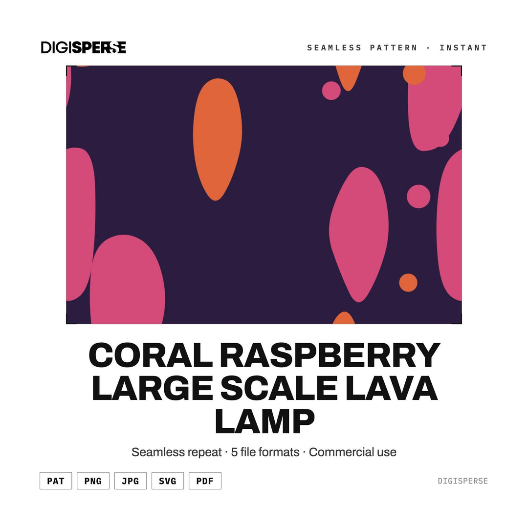 Digital Scrapbook Paper | Coral Raspberry Large Scale Lava Lamp | Fabric Wallpaper