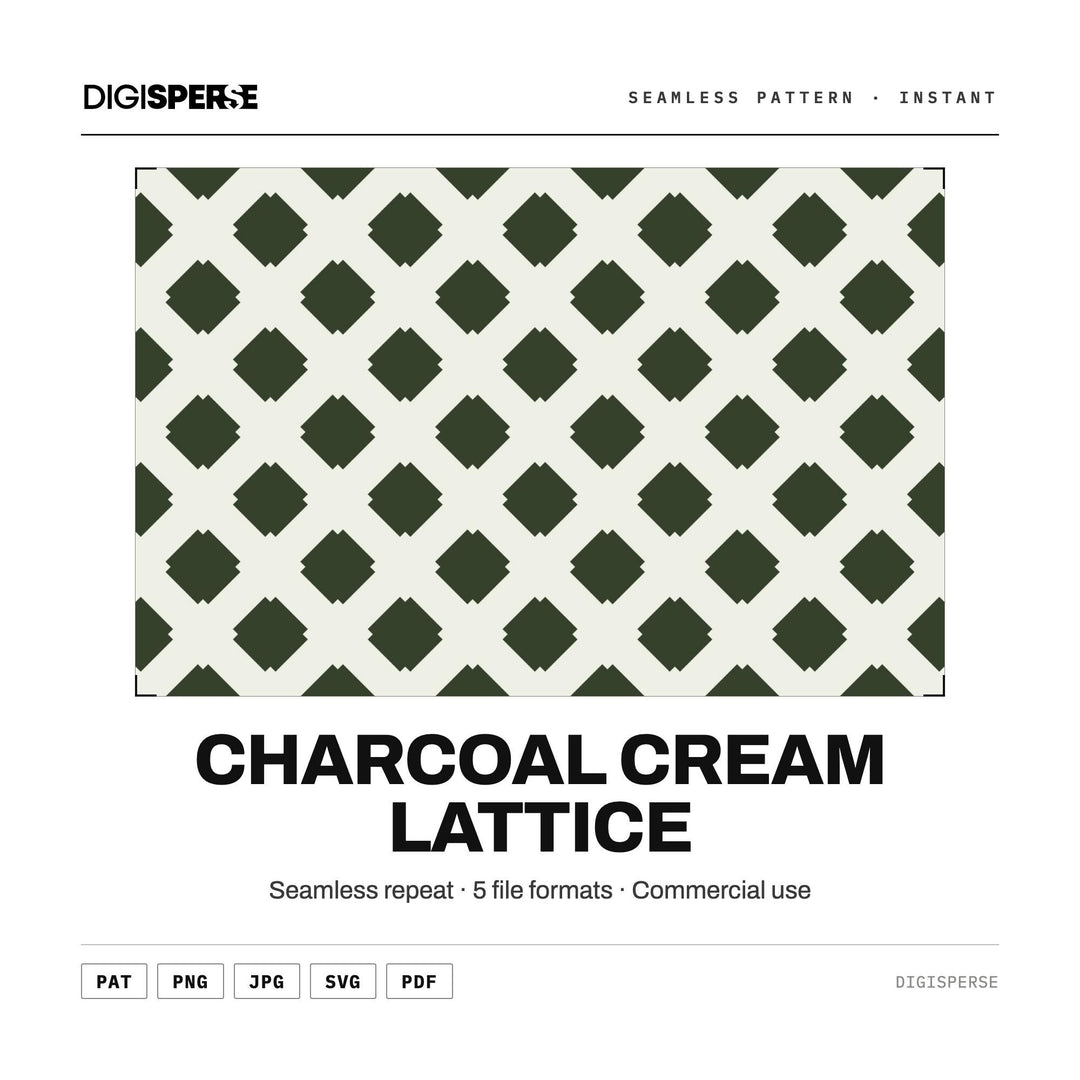 Seamless Pattern Svg | Charcoal Cream Lattice | Digital Paper Fabric Wallpaper | PNG PDF
