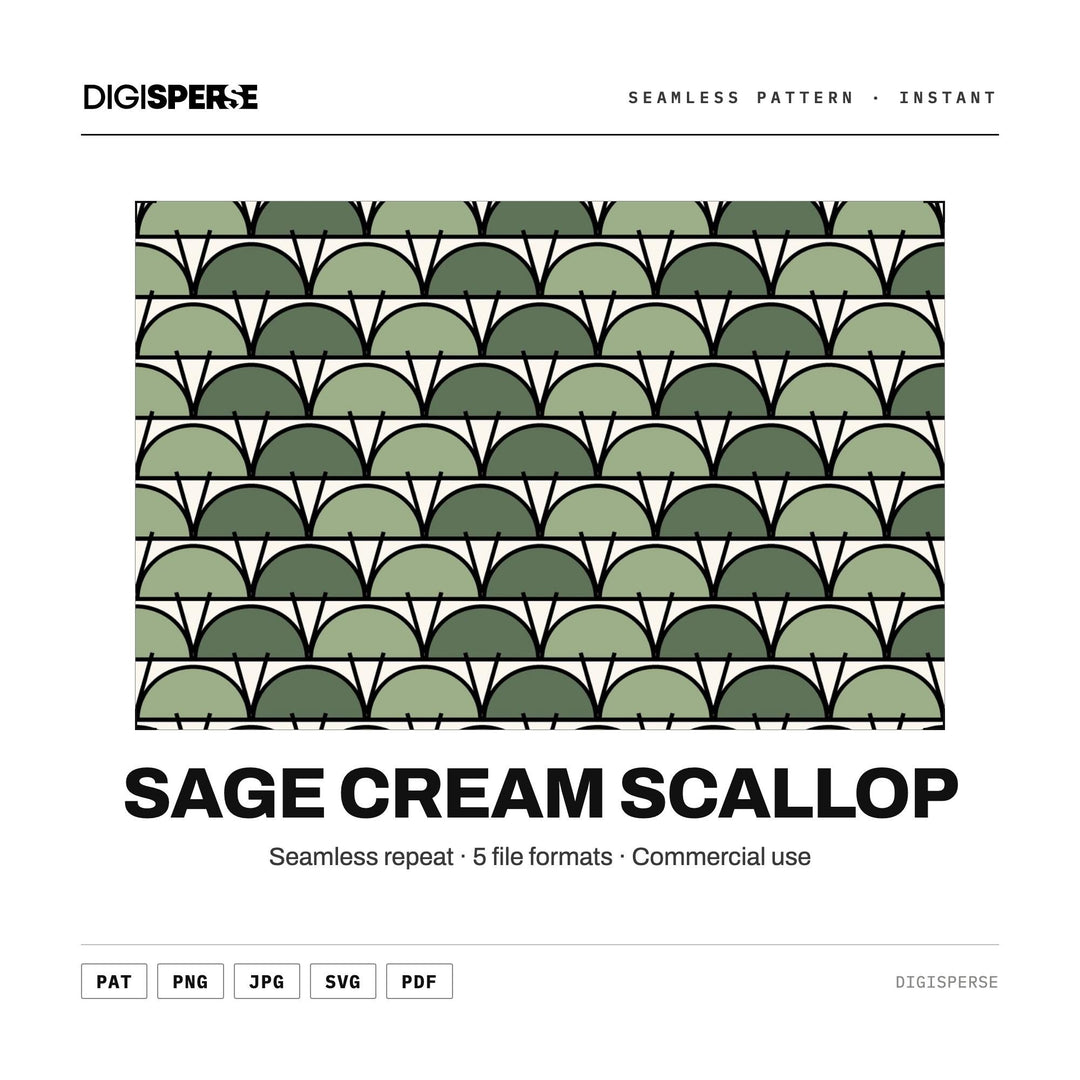 Wallpaper Pattern | Sage Green Scallop Cream Coastal Grandmillennial