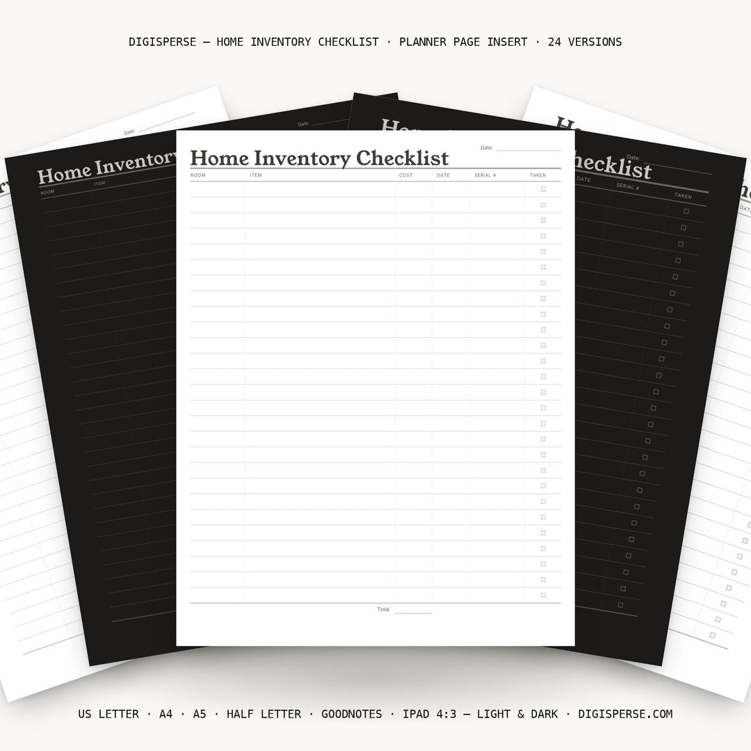 Life Admin Printable | Home Inventory Checklist | GoodNotes + iPad PDF | Instant Download