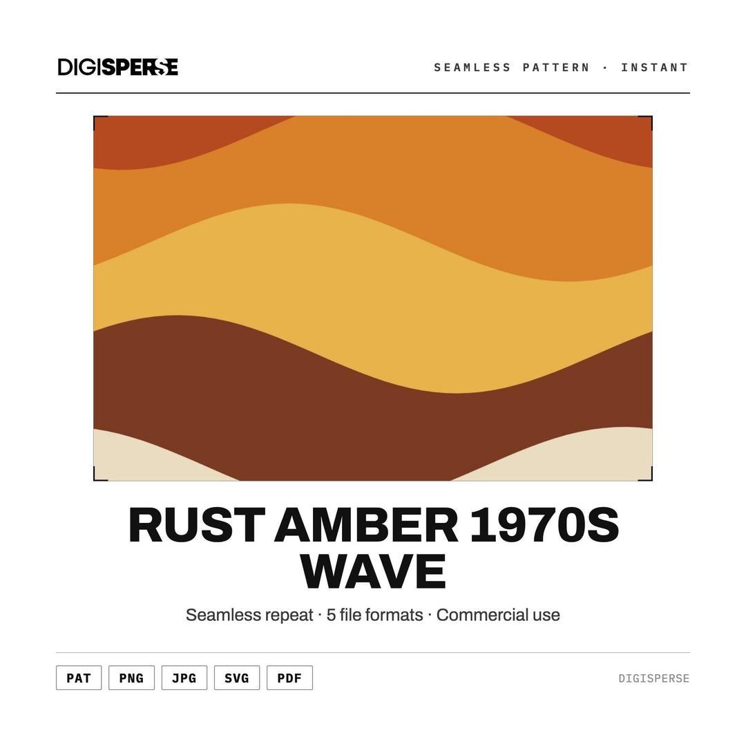 Digital Scrapbook Paper | Rust Amber 1970s Wave | Fabric Wallpaper | PNG SVG PDF