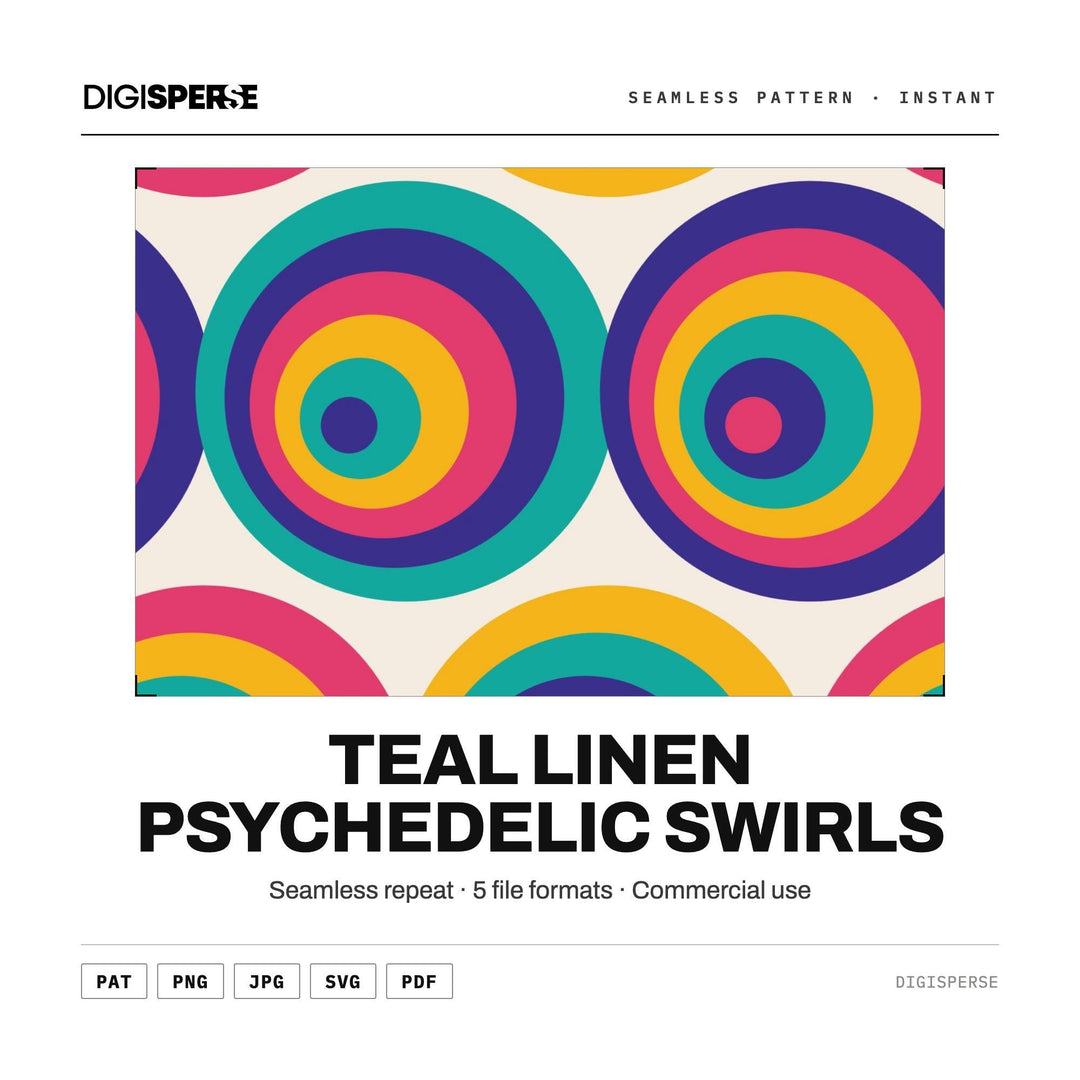 Digital Scrapbook Paper | Teal Linen Psychedelic Swirls | Fabric Wallpaper | PNG SVG PDF