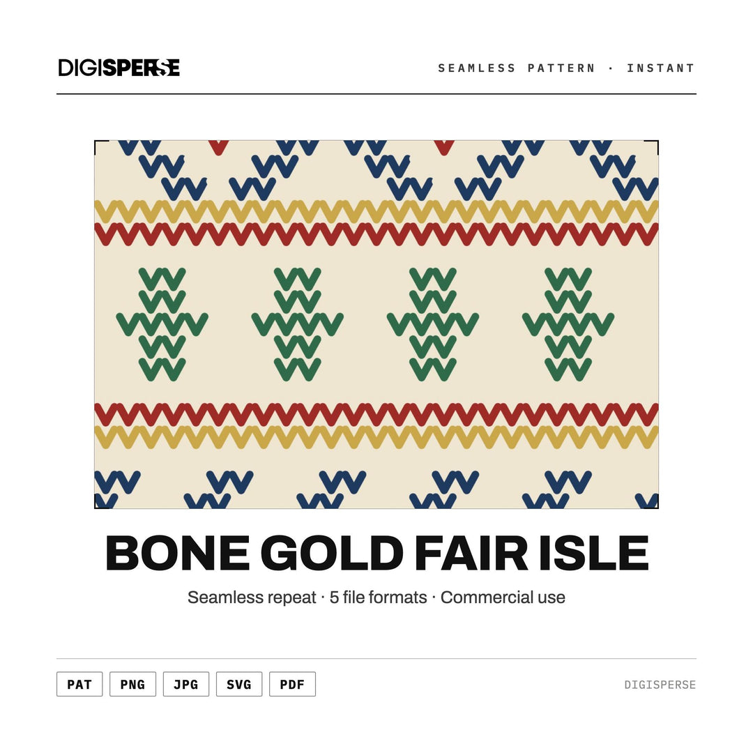 Seamless Pattern | Bone Gold Fair Isle | Digital Paper Fabric Wallpaper