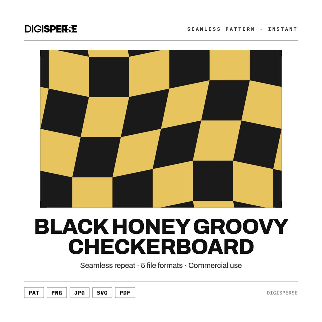Digital Scrapbook Paper | Black Honey Groovy Checkerboard | Fabric Wallpaper | PNG SVG PDF