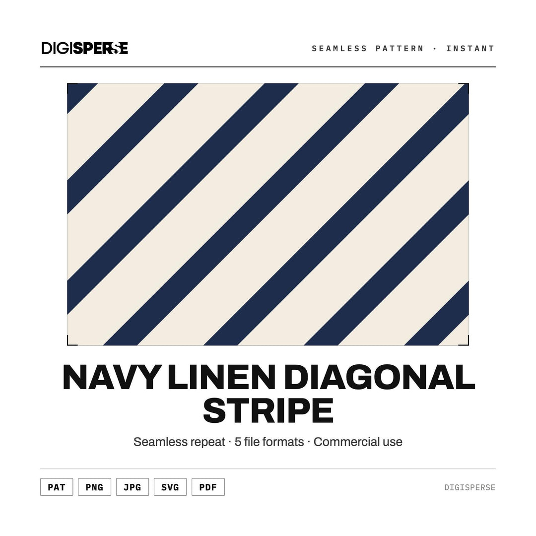Seamless Pattern | Navy Linen Diagonal Stripe | Digital Paper Fabric Wallpaper