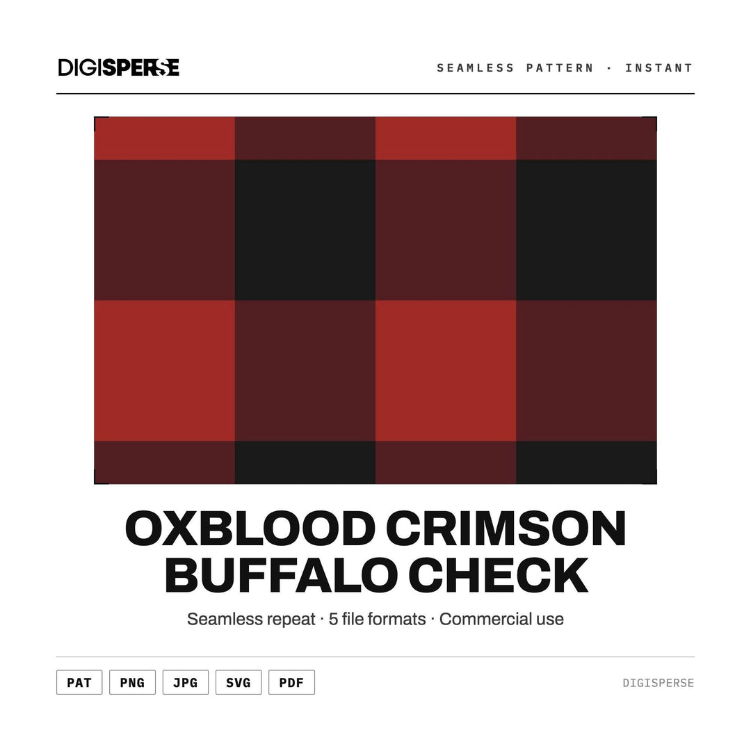 Seamless Pattern | Oxblood Crimson Buffalo Check | Digital Paper Fabric Wallpaper