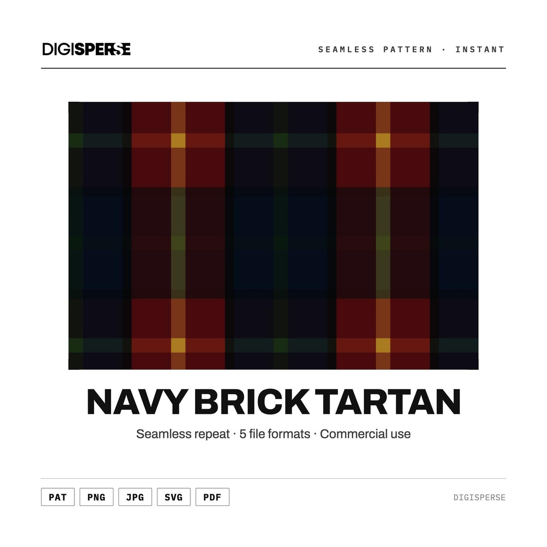 Seamless Pattern | Navy Brick Tartan | Digital Paper Fabric Wallpaper | PNG SVG PDF