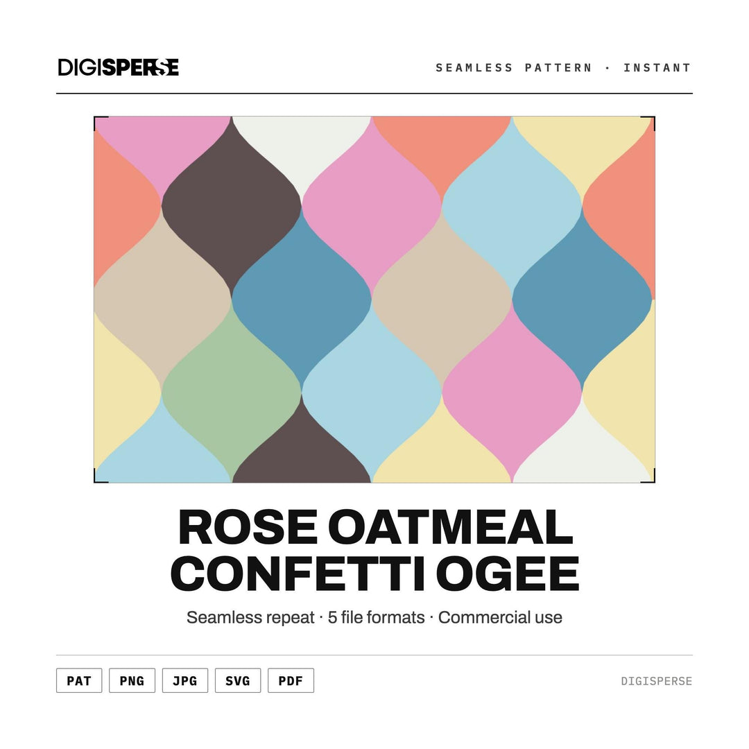Surface Pattern Design | Rose Oatmeal Confetti Ogee | Digital Paper Fabric Wallpaper