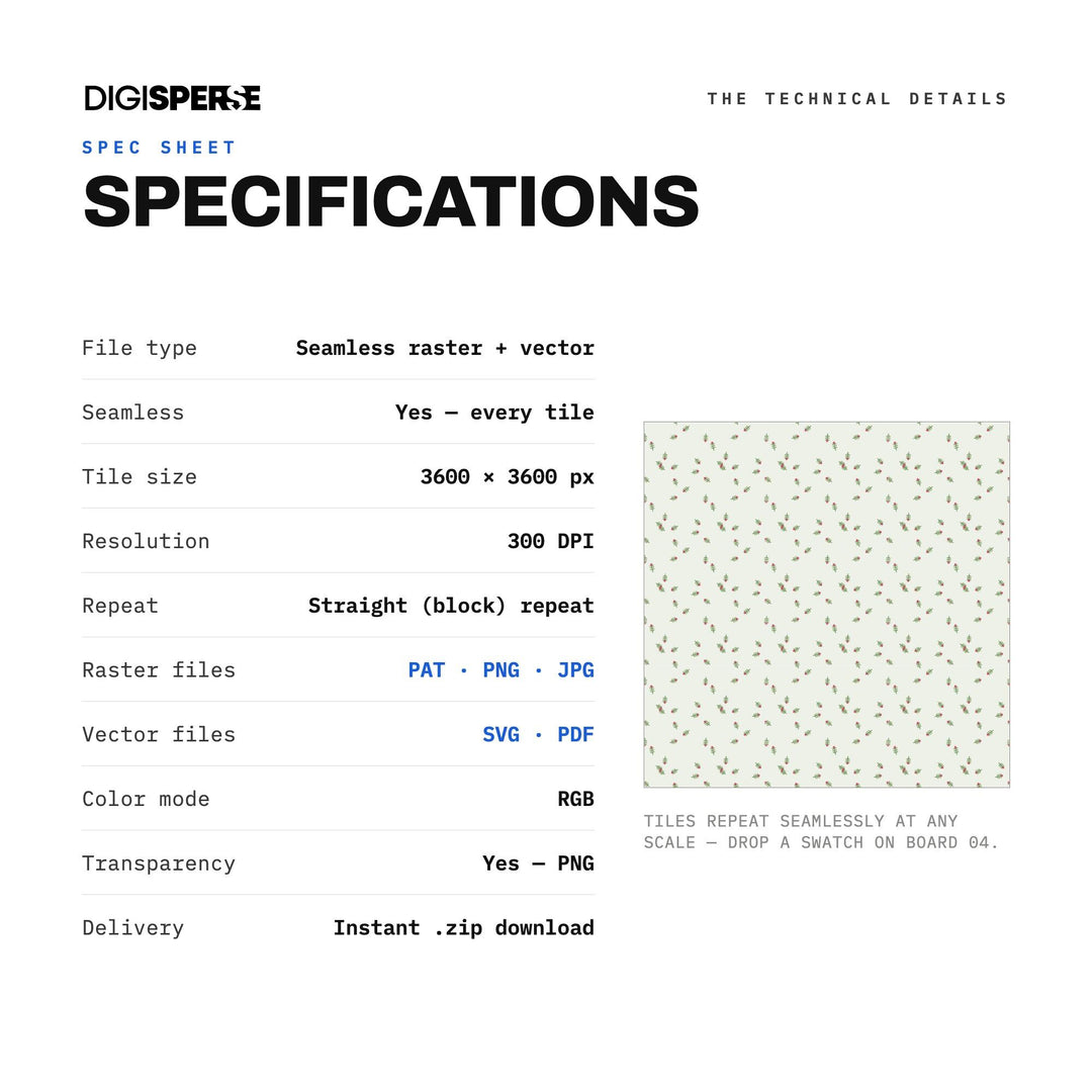 Seamless Digital Paper | Cream Fern Sprig Repeat | Fabric Wallpaper | PNG SVG PDF