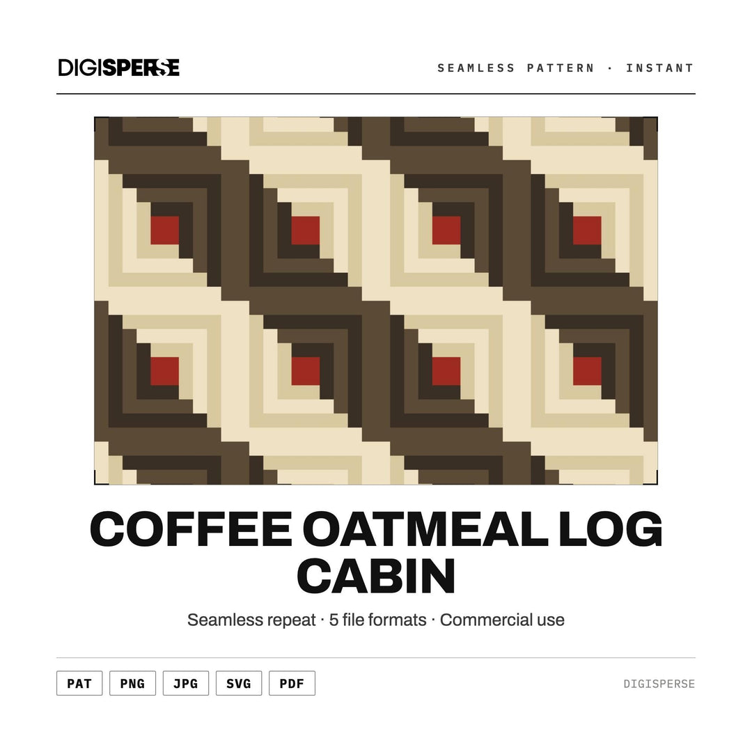 Digital Scrapbook Paper | Coffee Oatmeal Log Cabin | Fabric Wallpaper | PNG SVG PDF