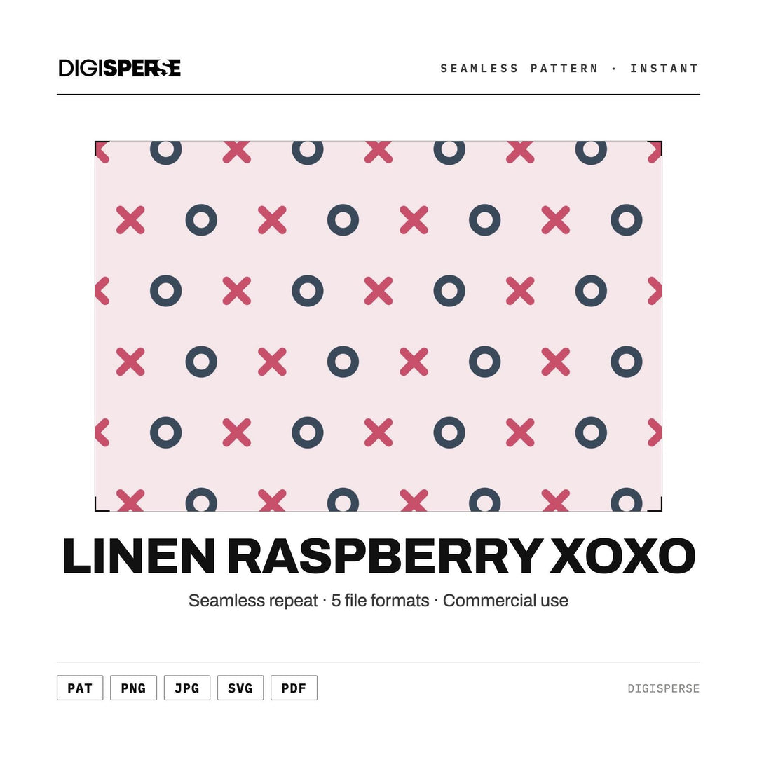 Surface Pattern Design | Linen Raspberry XOXO | Digital Paper Fabric Wallpaper