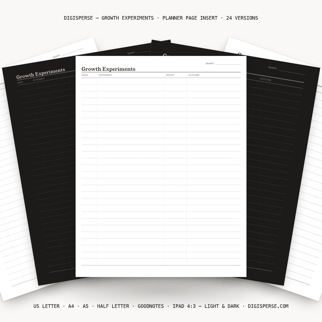 Growth Experiments printable planner insert — main preview