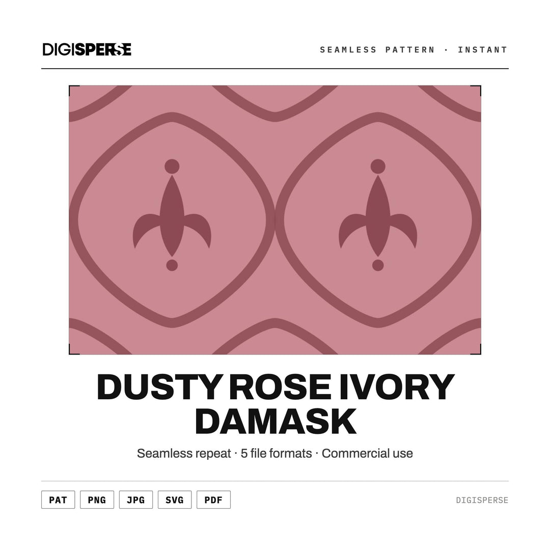 Dusty Rose Ivory Damask seamless pattern set — main preview