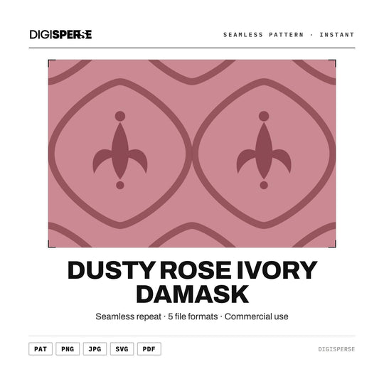 Dusty Rose Ivory Damask seamless pattern set — main preview