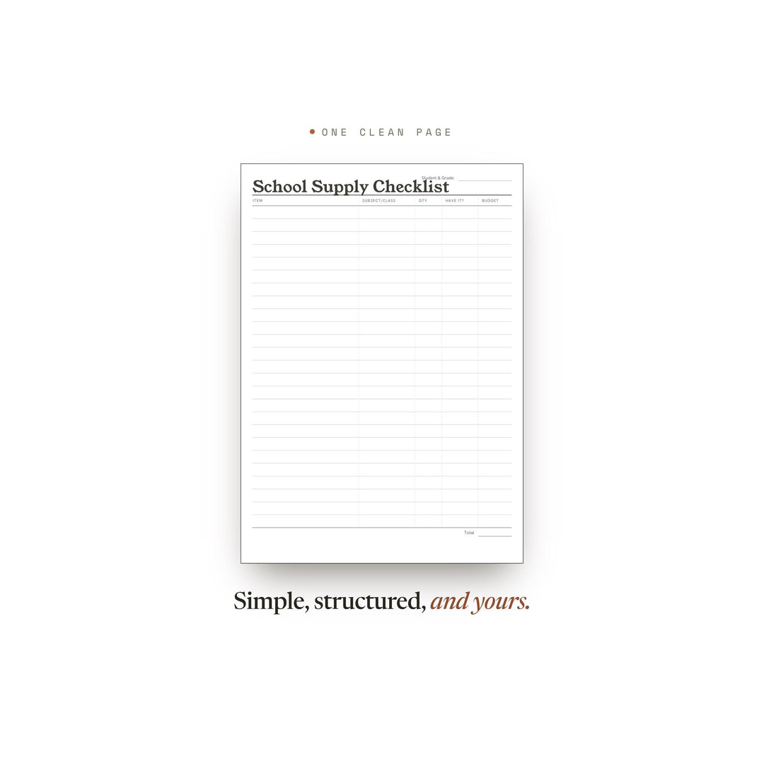 School Supply Checklist printable planner insert — preview image 2 of 20