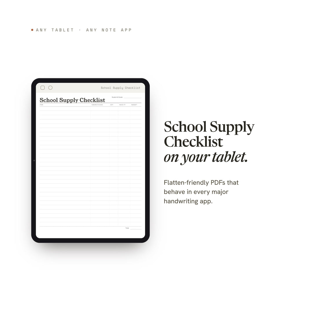 School Supply Checklist printable planner insert — preview image 6 of 20