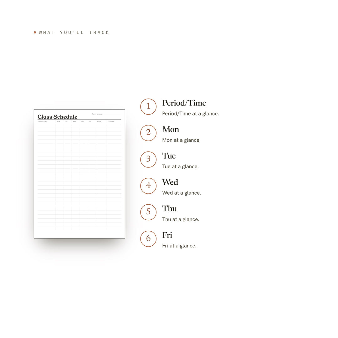 Class Schedule printable planner insert — preview image 8 of 20