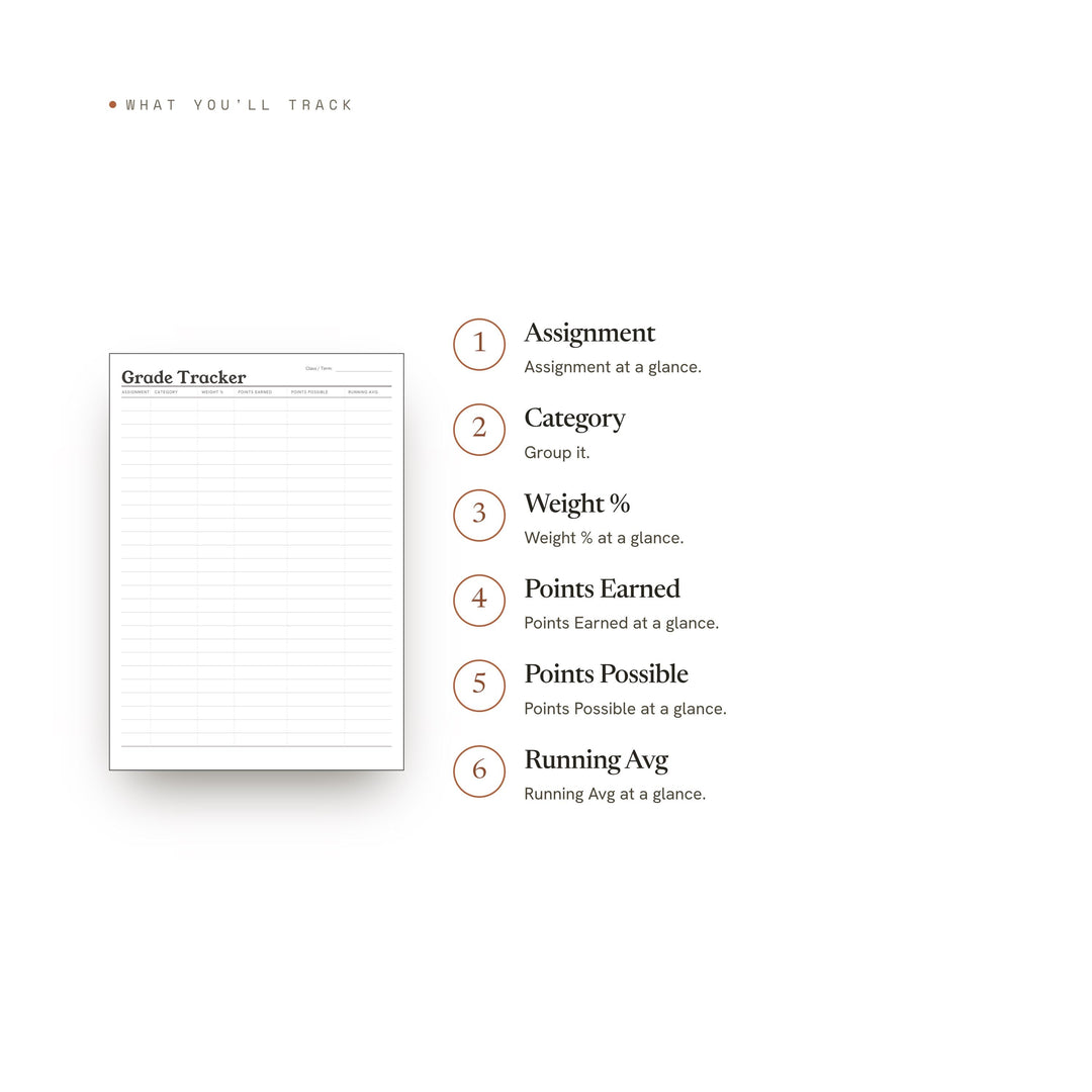 Grade Tracker printable planner insert — preview image 8 of 20