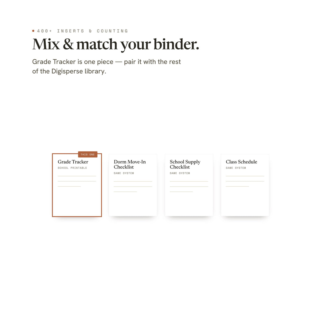 Grade Tracker printable planner insert — preview image 12 of 20
