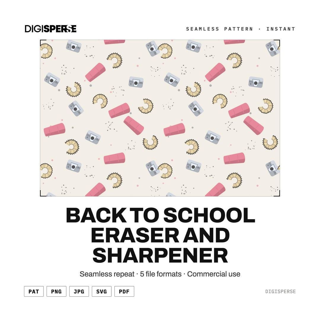 Back to School Eraser and Sharpener seamless pattern — main preview