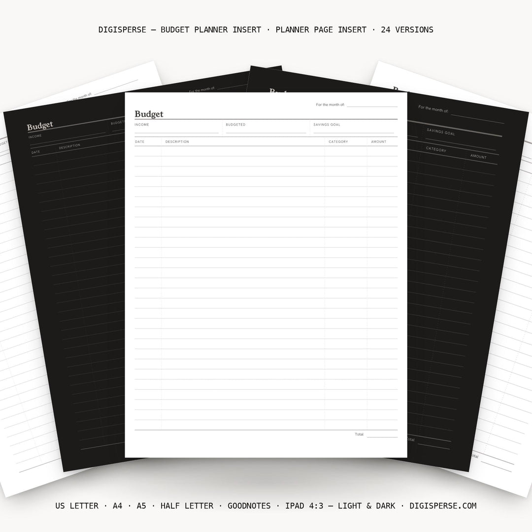 Budget printable planner insert — main preview