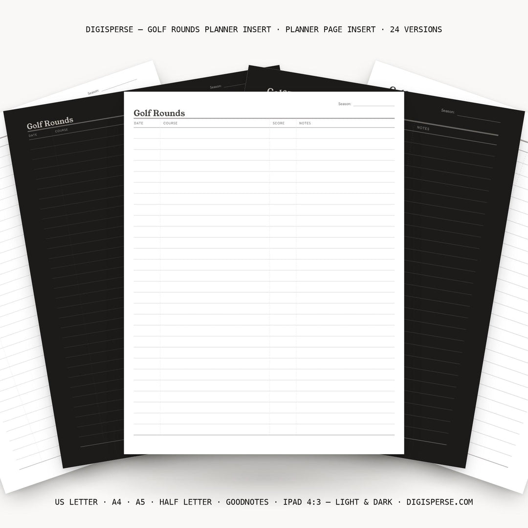 Golf Rounds Planner Insert | Workout Tracker | GoodNotes iPad PDF | Digital Download