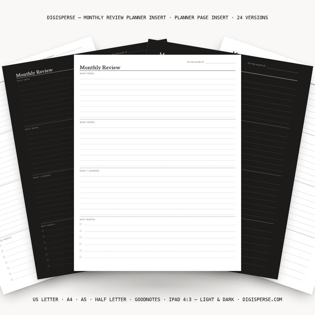 Monthly Review Planner Insert | Founder Planner | GoodNotes iPad PDF | Digital Download