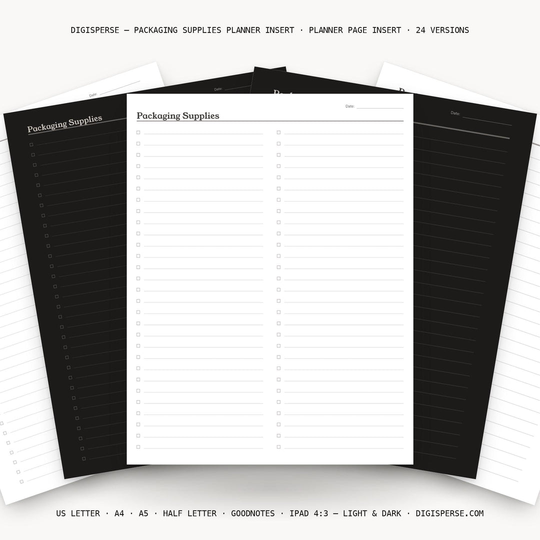 Packaging Supplies Planner Insert | Ecommerce Planner | GoodNotes iPad PDF | Digital Download
