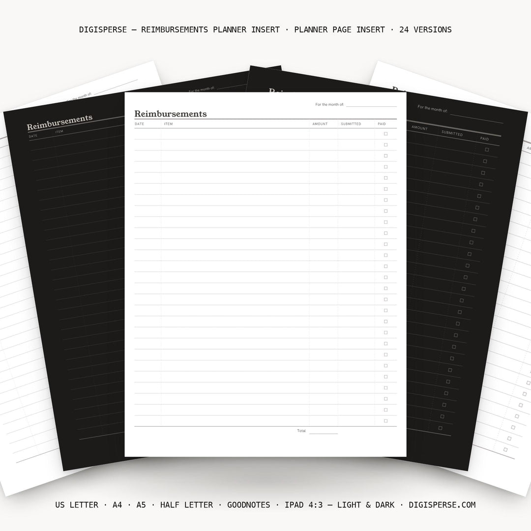 Reimbursements Planner Insert | Expense Tracker | GoodNotes iPad PDF | Digital Download