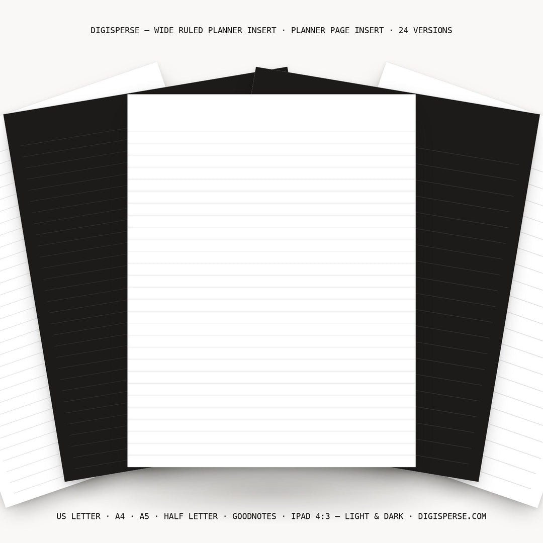 Wide Ruled printable planner insert — main preview