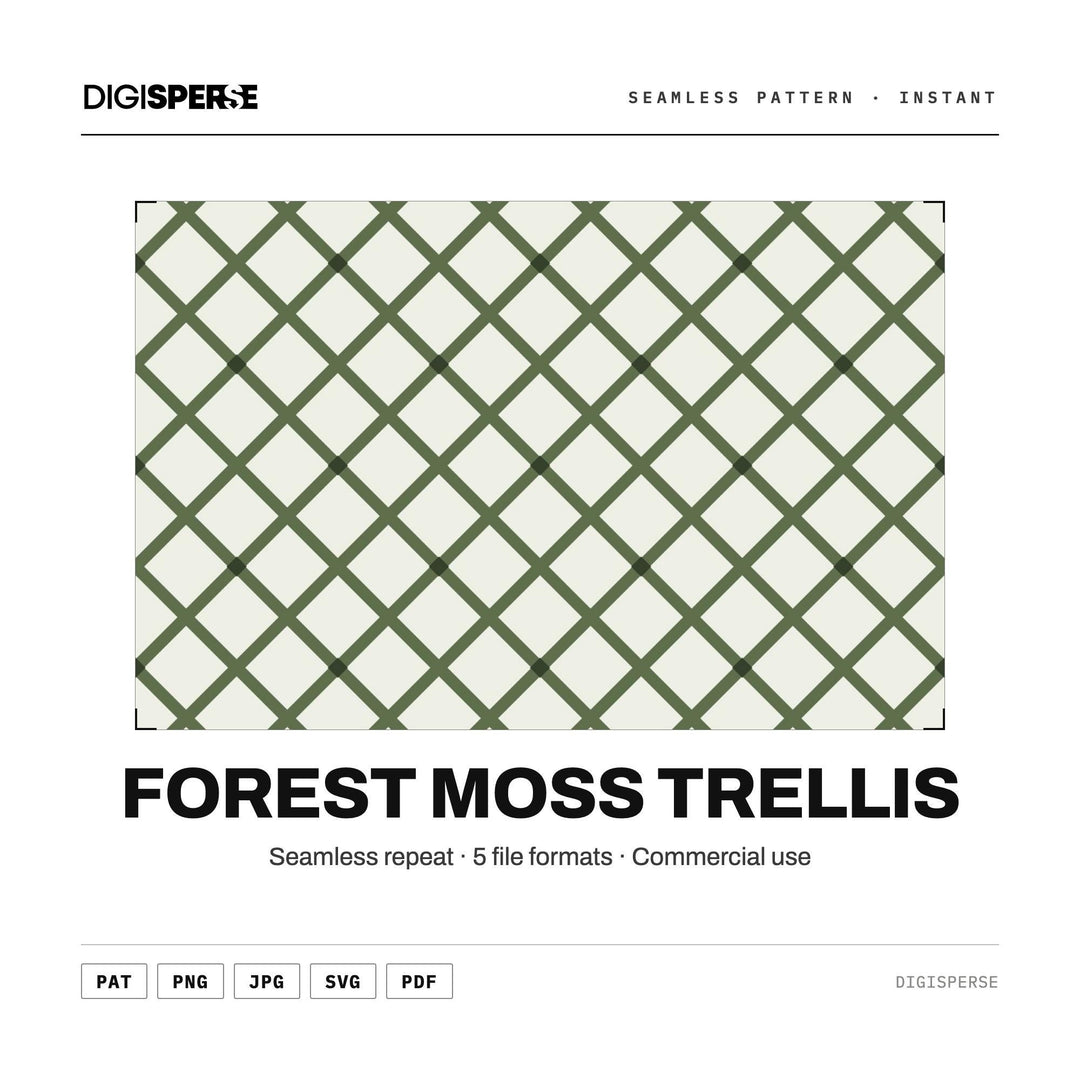 Forest Moss Trellis seamless pattern set — main preview