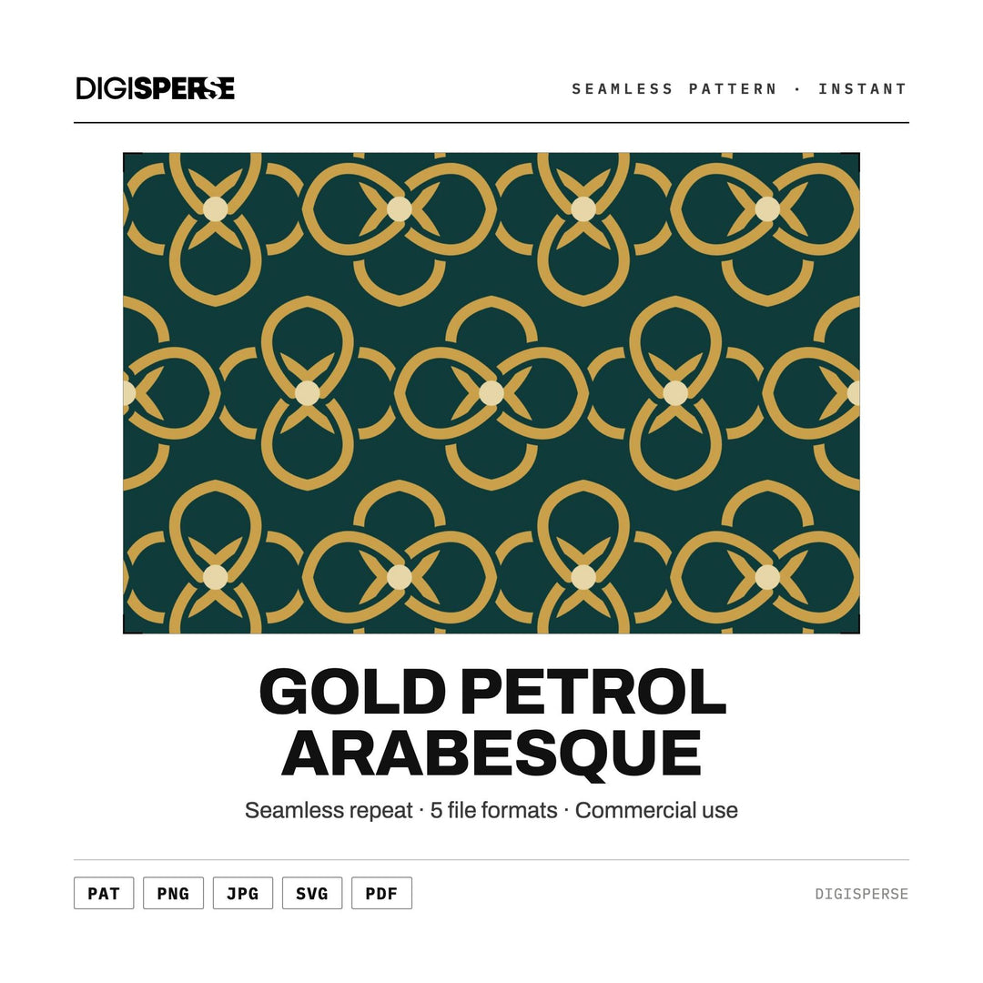 Gold Petrol Arabesque seamless pattern set — main preview