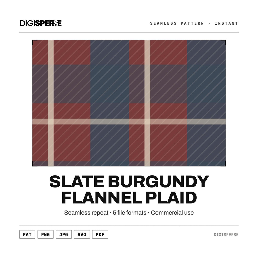 Slate Burgundy Flannel Plaid seamless pattern set — main preview