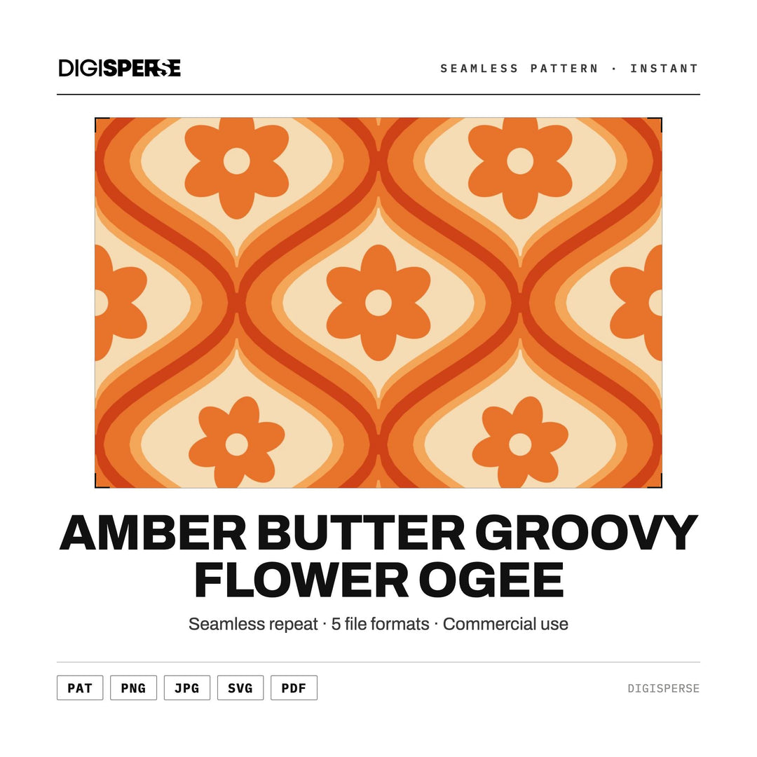 Amber Butter Groovy Flower Ogee seamless pattern set — main preview