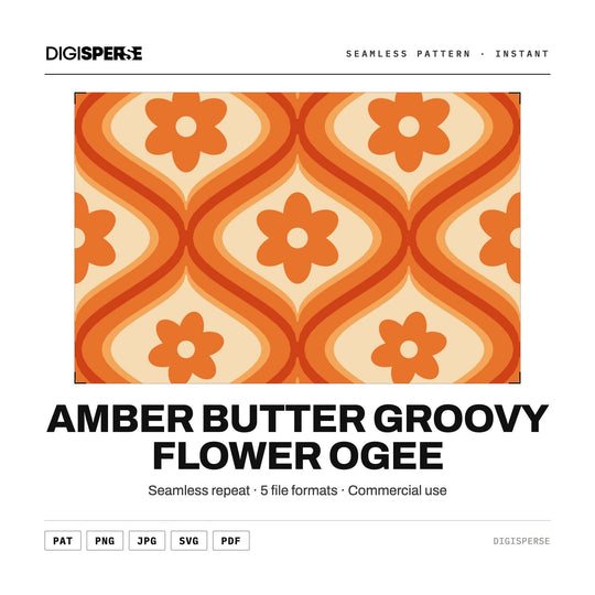Amber Butter Groovy Flower Ogee seamless pattern set — main preview