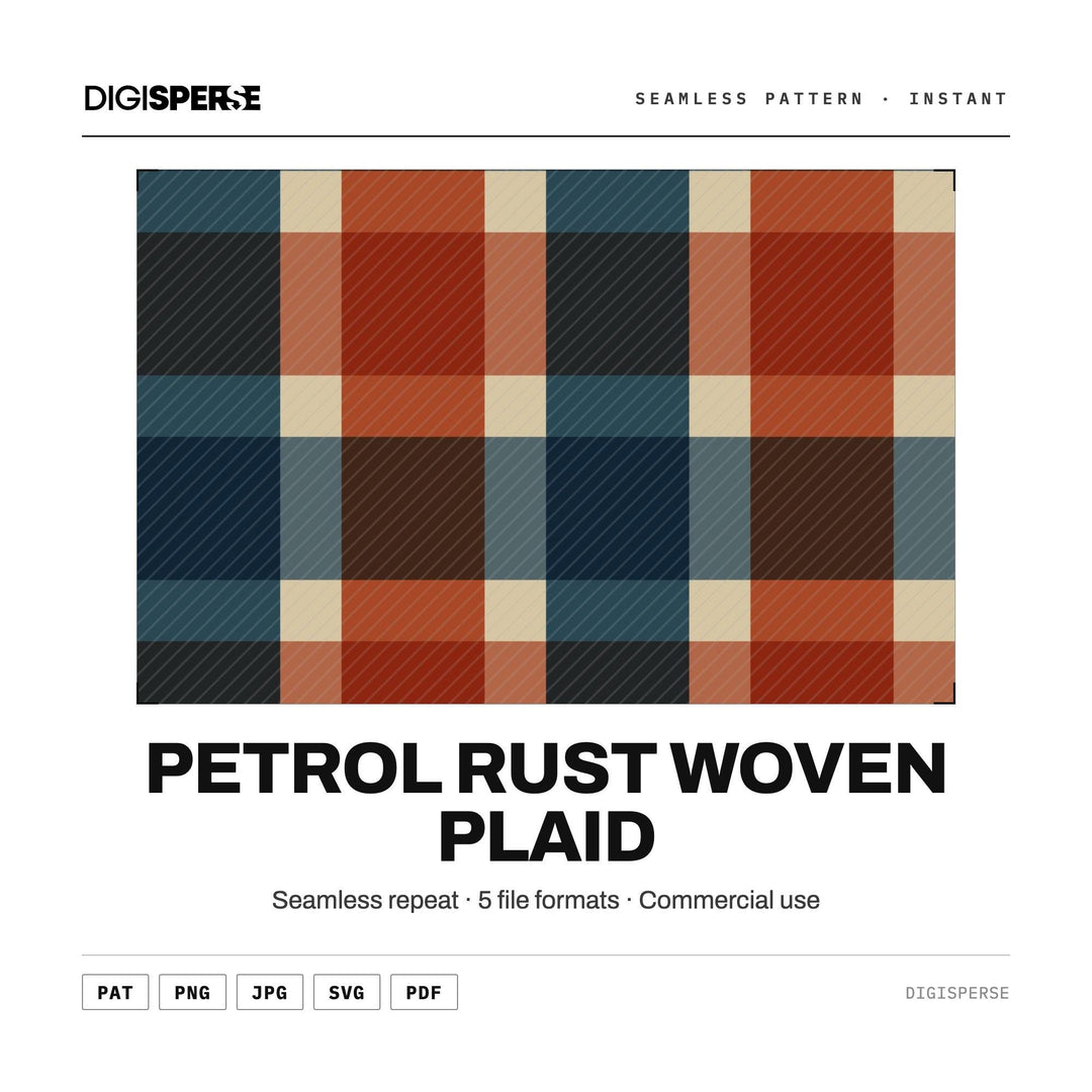 Petrol Rust Woven Plaid seamless pattern set — main preview