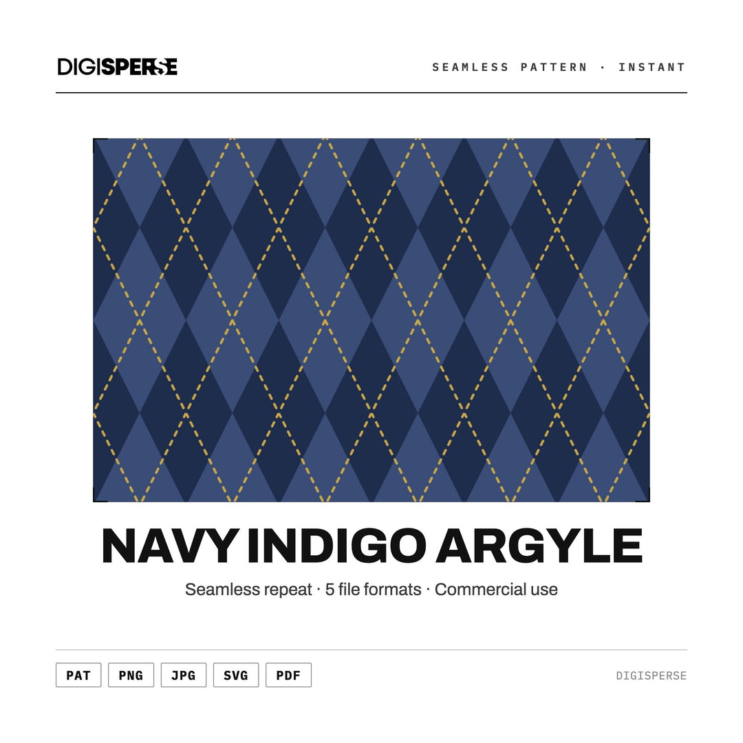 Navy Indigo Argyle seamless pattern set — main preview