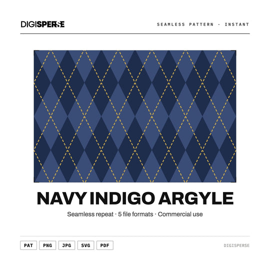 Navy Indigo Argyle seamless pattern set — main preview