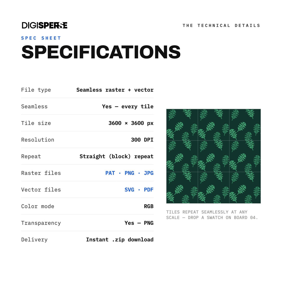 Seamless Digital Paper | Forest Emerald Monstera | Fabric Wallpaper | PNG SVG PDF