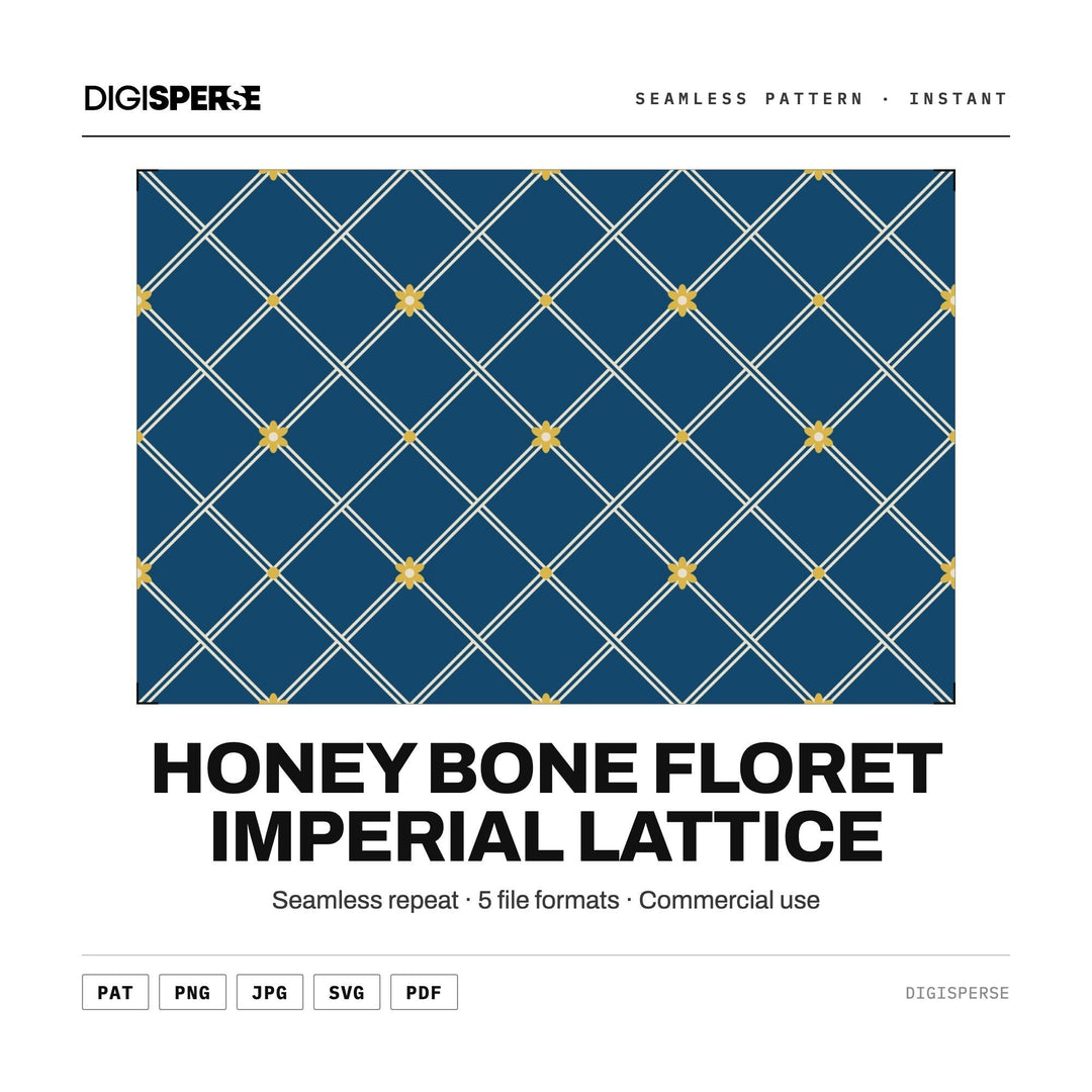 Surface Pattern Design | Honey Bone Floret Imperial Lattice | Digital Paper Fabric Wallpaper