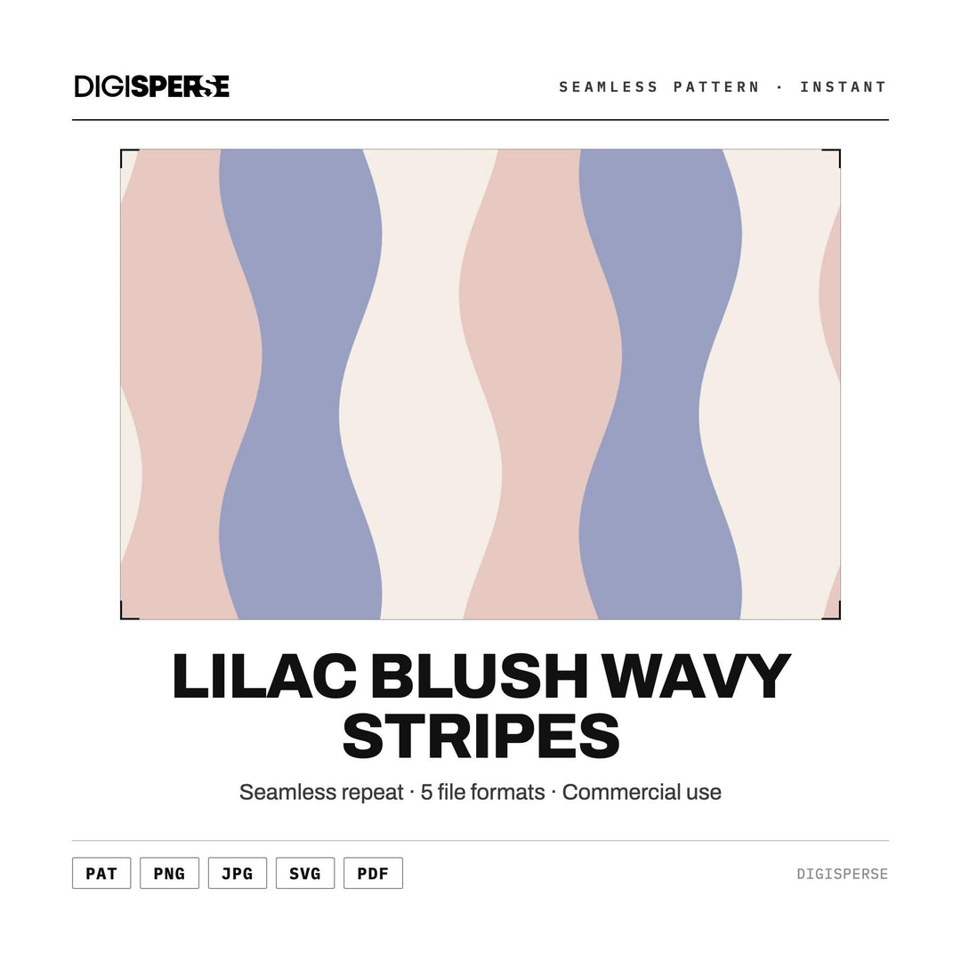 Seamless Pattern | Lilac Blush Wavy Stripes | Digital Paper Fabric Wallpaper