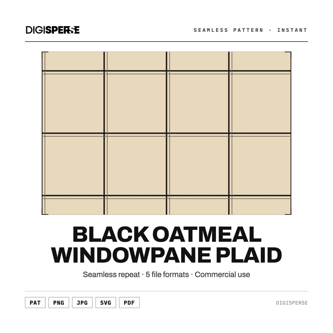 Seamless Pattern | Black Oatmeal Windowpane Plaid | Digital Paper Fabric Wallpaper