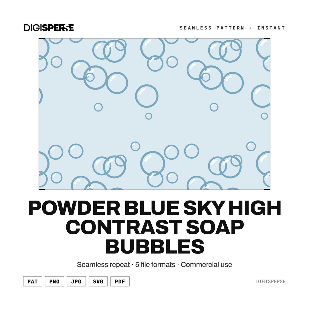 Seamless Digital Paper | Powder Blue Sky High Contrast Soap Bubbles | Fabric Wallpaper